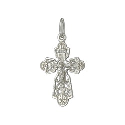 Крест из серебра литье белый