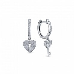 Серьги с фианитом родированные серебро 925*