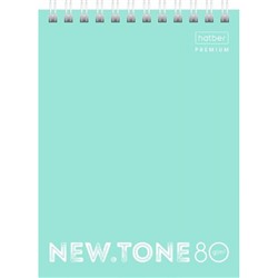 Блокнот на спирали А6 80л клетка "NEWtone PASTEL МЯТА" (062003) 05039 Хатбер