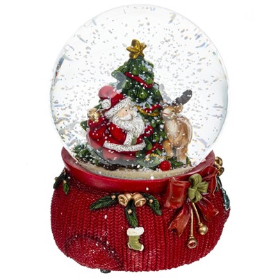 GAEM Фигурка декор в стекл шаре "Санта" (муз с ключ), D 10 см, L10,5 W10 H14 см