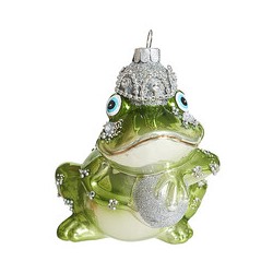 Лягушка в серебряной короне (стекло) 7,5х7х11 см