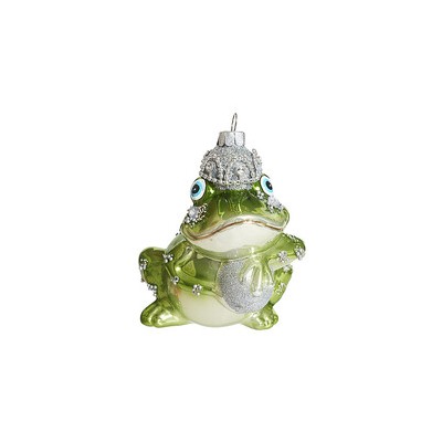 Лягушка в серебряной короне (стекло) 7,5х7х11 см