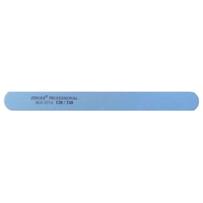 Zinger Пилка-наждак для ногтей прямая тонкая / Classic SLE-327-L, 120/240 грит, голубой