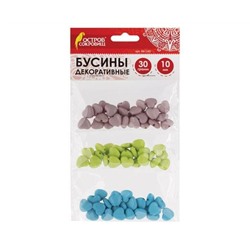 Бусины для творчества СЕРДЦЕ, 10мм, 30г., серые, голубые, салатовые, ОСТРОВ СОКРОВИЩ, 661243