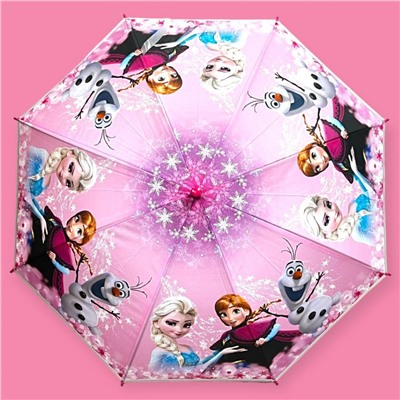 Зонт-трость для девочки с мультгероями полуавтомат Арт 001/4
