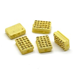 Бусина полимерная со стразами прямоугольник 13*10мм, цв.желтый (упаковка 5 штук)