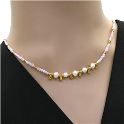 Чокер из циркона с жемчугом цвет розовый, 41см