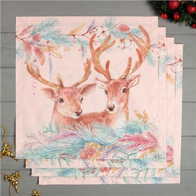 Набор салфеток «Этель» Pink magic, 40×40 см - 4 шт., хлопок, саржа