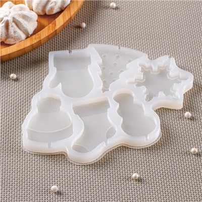 Форма для леденцов «Новогодние леденцы», силикон, 6 ячеек, 15×13 см, прозрачная