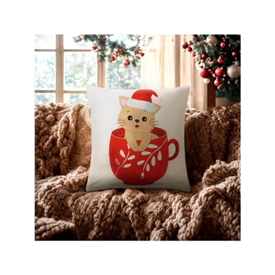 Наволочка декоративная новогодняя «Этель. Новогодняя чашка» 40×40 см