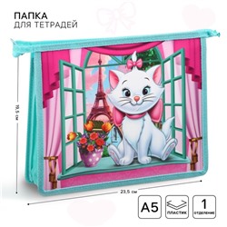Папка для тетрадей А5, пластик, на молнии, «Коты аристократы»