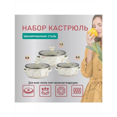 Набор посуды ЗЕЙДАН-80622 Эмаль Мини кастрюли (НОВАЯ ЗАВОДСКОЙ НЕ ПРОКРАС РАСПРОДАЖА)