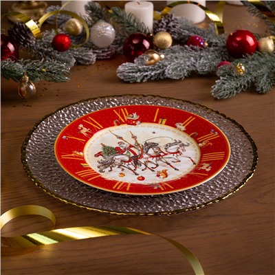 ТАРЕЛКА ОБЕДЕННАЯ LEFARD "ЧАСЫ" 20,5 СМ КРАСНАЯ (КОР=18ШТ.)