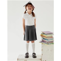 Girls' Cotton Pleated School Skirt (2-14 Yrs)