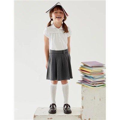 Girls' Cotton Pleated School Skirt (2-14 Yrs)