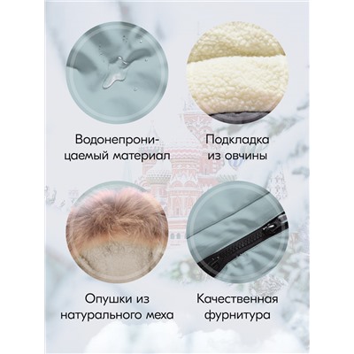 Куртка парка зимняя подростковая для девочки с капюшоном и мехом бежевого цвета 9446B