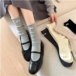 Tide, colored footwear for leather shoes from pearl, knee socks, internet celebrity