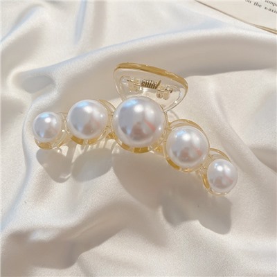 Заколка-краб для волос жемчужный 10 см.