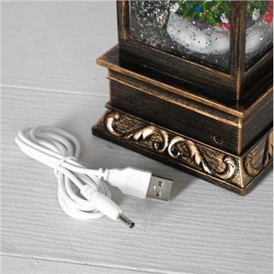 Фонарь новогодний музыкальный с Bluetooth и подсветкой, USB, размер 31*10,5см "Снежная_семья"