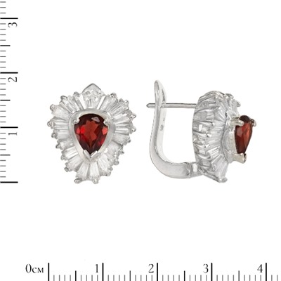 Серьги 'Хади' с гранатом и фианитами И0С.682ГРN-1