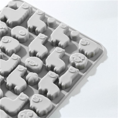 Форма для мармелада Доляна «Ферма», силикон, 23×12.5×1 см, 53 ячейки, серая