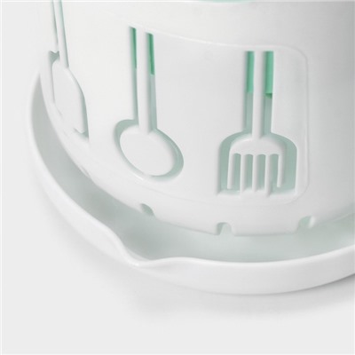 Подставка для столовых приборов Доляна, пластик, 3 отделения, 11.5×11.5×18.6 см, зелёная, белая