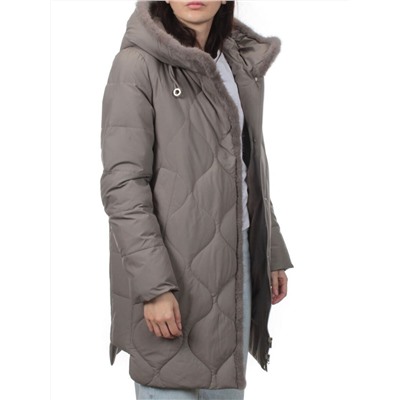 310 GRAY Пальто зимнее стеганое женское (200 гр. холлофайбер, натуральная норка)