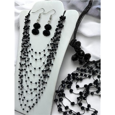 Комплект бижутерии "Хрустальная россыпь" , цвет черный