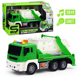 Машина "Мусоровоз" 1:16 (свет, звук) в коробке (зеленый)