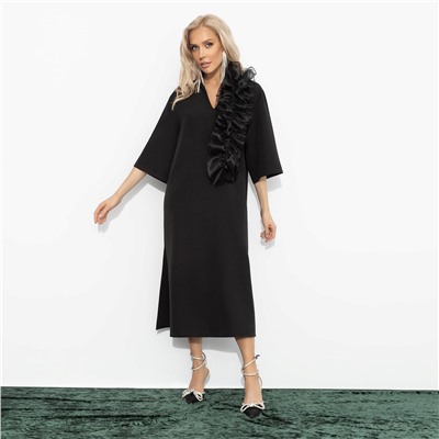 Платье с разрезом, Сияние глянца (чёрное)