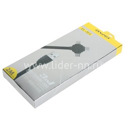 USB кабель 3в1 для iPhone 5/6/6Plus/7/7Plus/micro USB/Type-C 2.0м AWEI CL-83 плоский (черный)