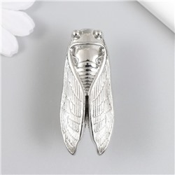 Мебельная ручка - кнопка, металл «Цикада», серебро