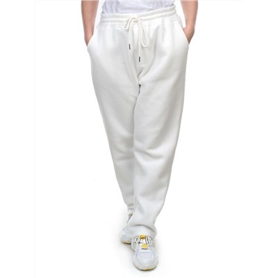 M055 WHITE Брюки спортивные женские на флисе (100% хлопок) 7986