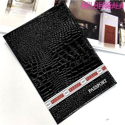 Обложка для паспорта из кожи черная