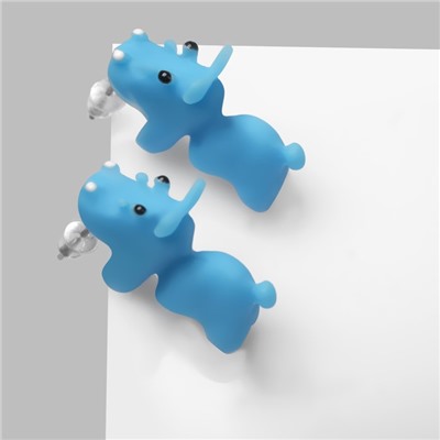 Серьги из полимерной глины «Бегемот», цвет голубой