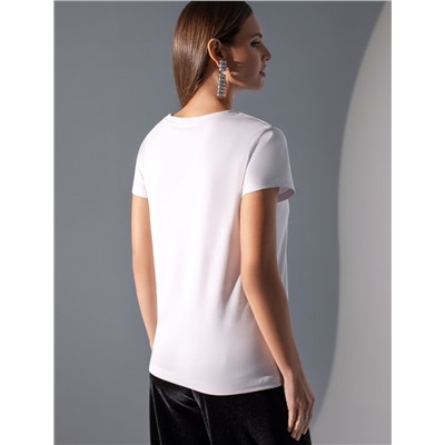 Нарядная футболка с принтом из премиального хлопка с эластаном