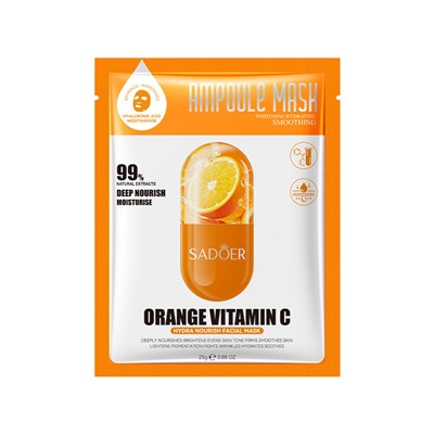 Тканевая маска для лица с экстрактом апельсина и витамином С SADOER Orange Vitamin С Hydra Nourush Facial Mask, 25 гр