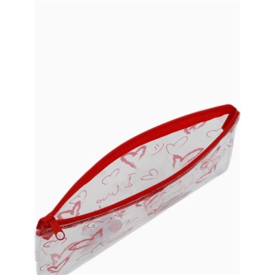 Косметичка-пенал на молнии, с ярким принтом, красная