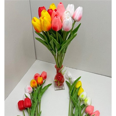 Цветок искусственный декоративный Тюльпан силиконовый 1 бутон 35см