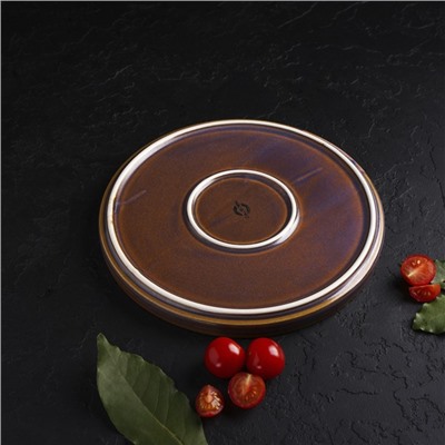 Тарелка Magistro Garland, d=22.5 см, фарфор, синяя, коричневая