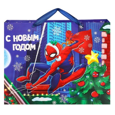Пакет ламинат горизонтальный "С Новым годом!", 40х31х11,5 см, Человек-Паук