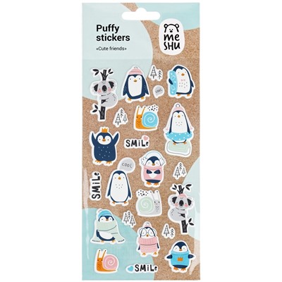 Наклейки объемные MESHU "Cute friends", 10*19 см, пакет европодвес