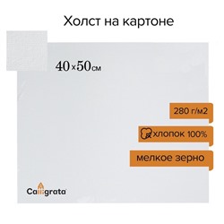 Холст на картоне Calligrata, хлопок 100%, 40×50 см, 3 мм, акриловый грунт, мелкое зерно, 280 г/м²