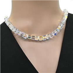 Бусы из циркона кубик с гранями 7мм цв.хрусталь хамелеон, 43см