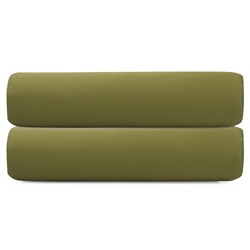 Простыня на резинке из премиального сатина оливкового цвета из коллекции Essential, 160х200х30 см