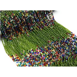 Бусины из шпинели шарик гр.3мм цв.оливковый, ассорти, 37см, 126 бусин