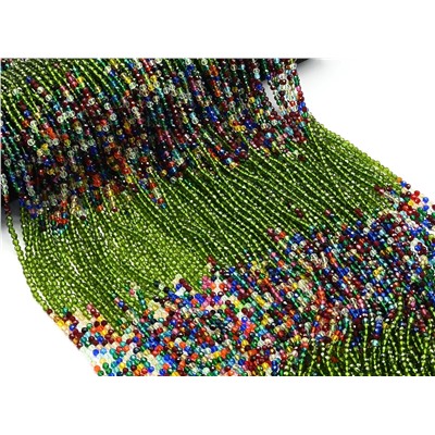 Бусины из шпинели шарик гр.3мм цв.оливковый, ассорти, 37см, 126 бусин