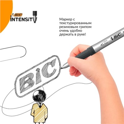 Перманентный маркер универсальный BIC Marking Ultra Fine, 0.8 мм, тонкое письмо, резиновый клип, чёрный