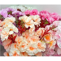 Цветы искусственные декоративные Абрикосовый цвет 5 веток 60 цветков 47 см