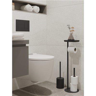 Держатель для туалетной бумаги с полочкой Slim, черный